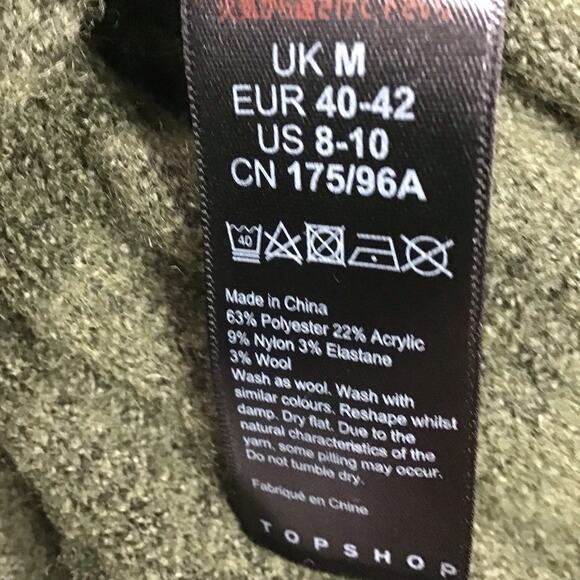 Top Shop Green Mock Neck High Low Sweater Lightweight Cropped Size Medium - Picture 7 of 11